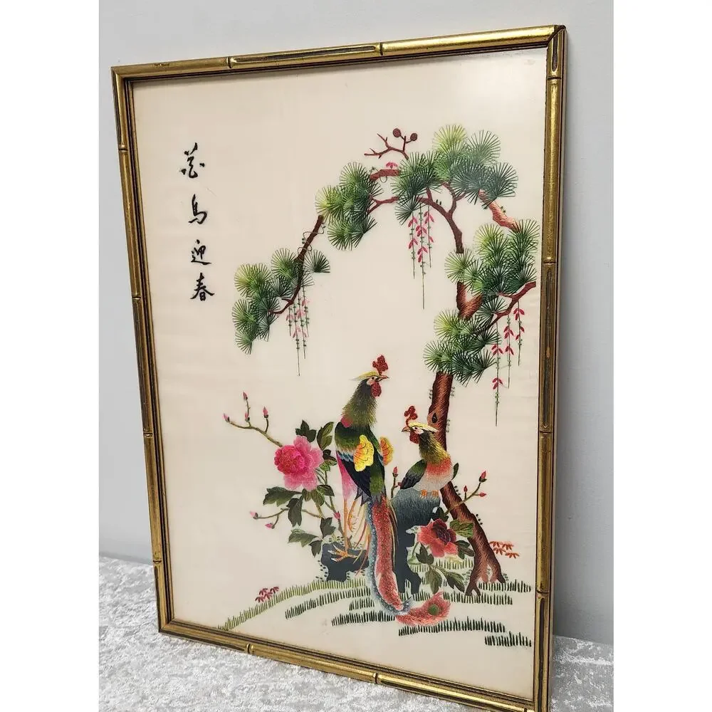 Vintage Wall Handing Colorful Silk Embroidery Design